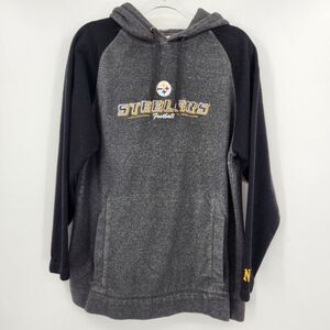 NFL Pittsburgh Steelers Fleece Pullover Hoodie Sweatshirt Size Large Gray Black